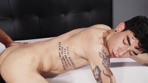 Skinny slut receives Barebacked. Facial sperm flow