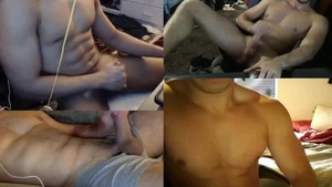 Four web camera males stroking